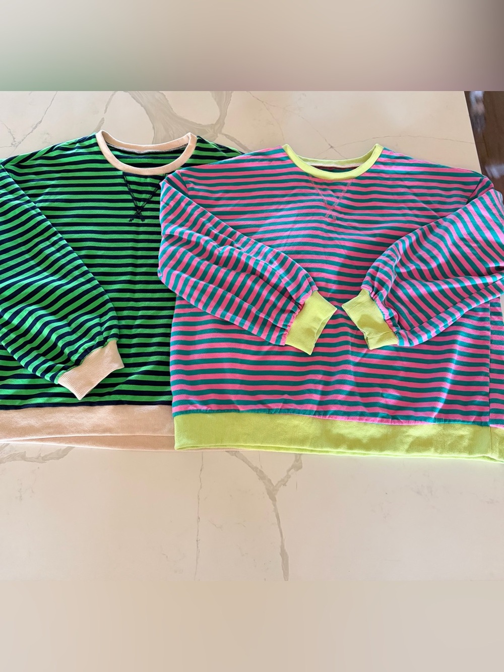 Striped Long-Sleeve Crew Neck Sweatshirts